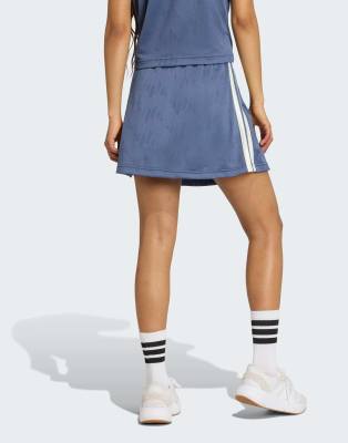 adidas Performance - Stadium - Tennis-Rock mit integrierten Shorts in Preloved Ink / Wollweiß mit Jacquardmuster-Blau