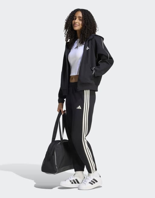 adidas performance Stadium three stripes regular pant in black, 3 of 4