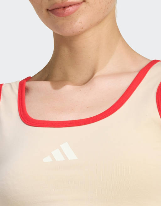 adidas Performance - Stadium - Top senza maniche in lino cristallo/rubino puro, 2 di 4