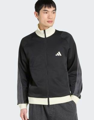 Adidas Uomo Nero Stadium Regular Fit Pique Tracktop - Top Da Pista - Taglia L - Poly Mesh - Immagine 3