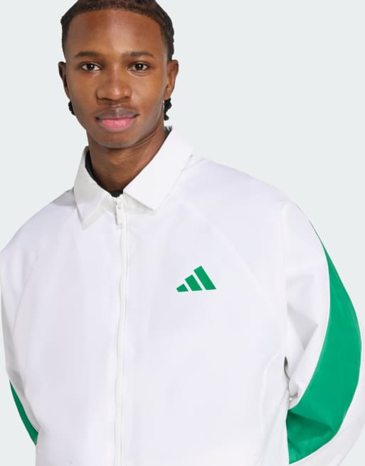 adidas performance Stadium tracktop in white / green