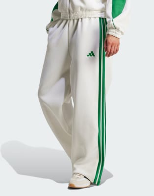 adidas Performance - Stadium - Trainingshose in Weiß / Grün mit 3 Streifen