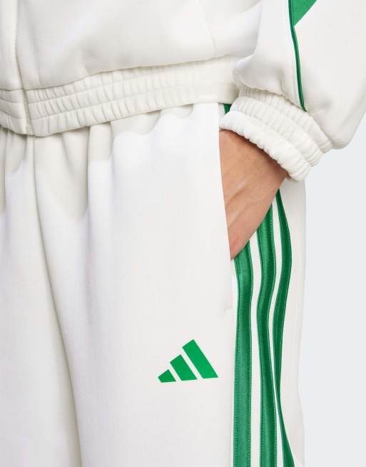 adidas Performance – Stadium – Vita och gröna träningsbyxor med tre ränder, 4 av 5
