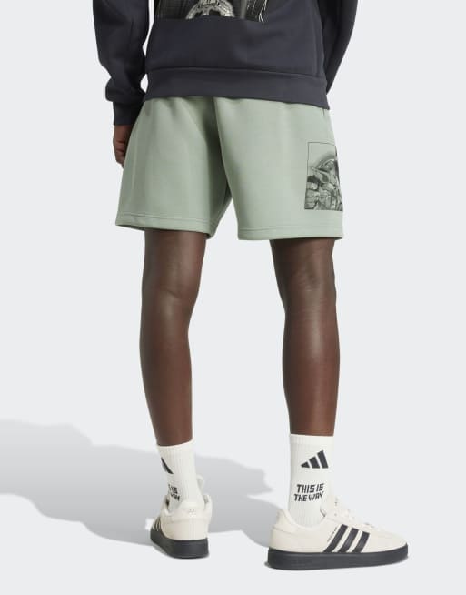 adidas performance – Star Wars The Mandalorian – Srebrnozielone luźne szorty, 2 z 4