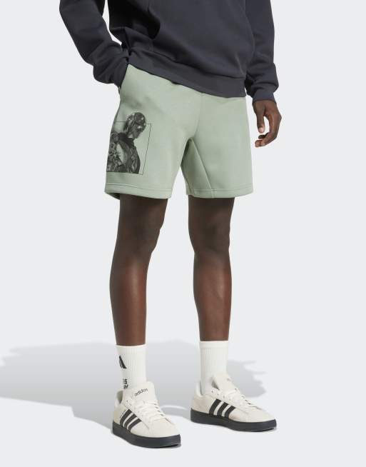 adidas performance – Star Wars The Mandalorian – Srebrnozielone luźne szorty, 3 z 4