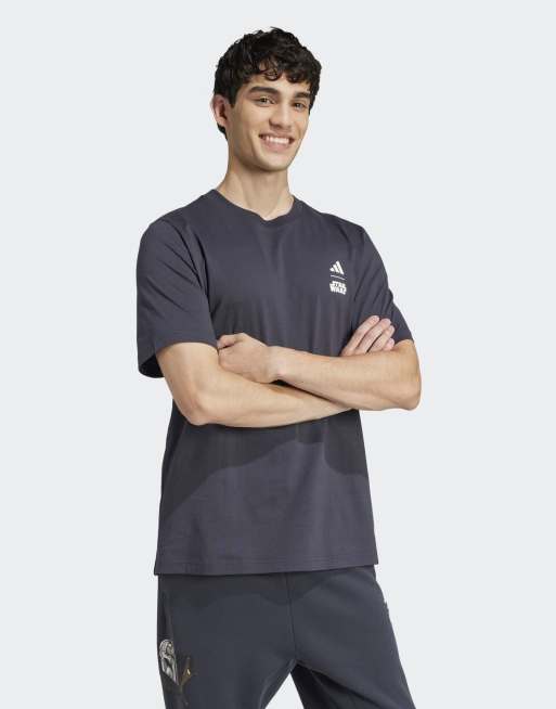 adidas performance Star Wars The Mandalorian t-shirt regular fit back graphic in night grey, 2 of 4