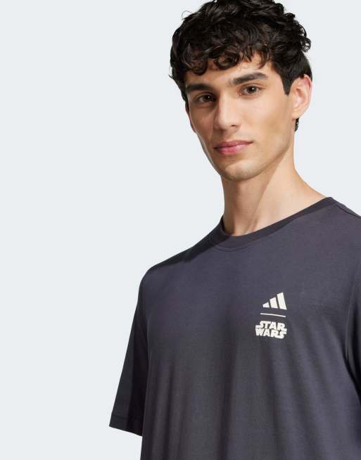 adidas performance Star Wars The Mandalorian t-shirt regular fit back graphic in night grey, 4 of 4