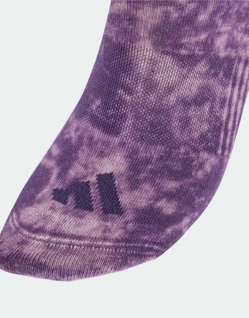 adidas performance stonewash crew socks 3 pairs in aurora plum / preloved violet, 2 of 3