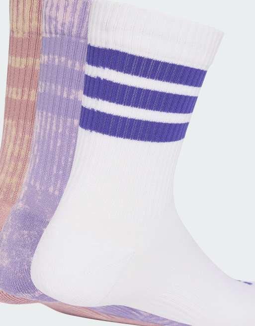 adidas performance Stonewash crew socks 3 pairs in magic lilac / magic ...