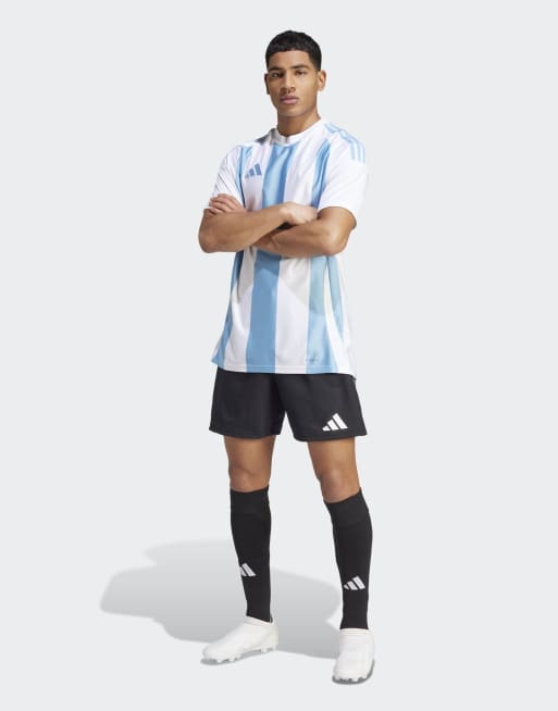 adidas Performance – Striped 24 – Jasnoniebiesko-biała koszulka piłkarska w paski, 3 z 4