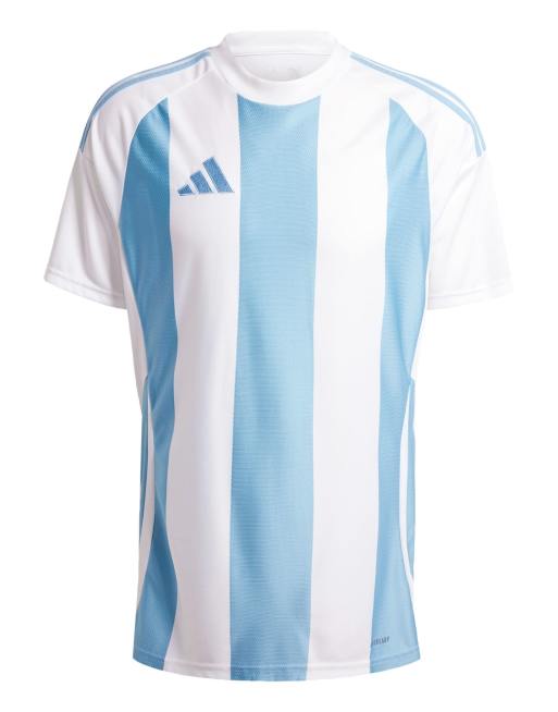 adidas Performance – Striped 24 – Jasnoniebiesko-biała koszulka piłkarska w paski, 4 z 4