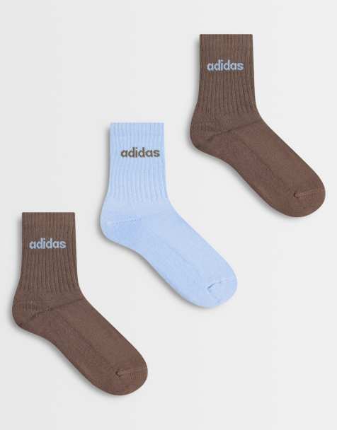 adidas Performance - Studio - Set van 3 paar sokken met 3-Stripes in bruin en blauw - view 1