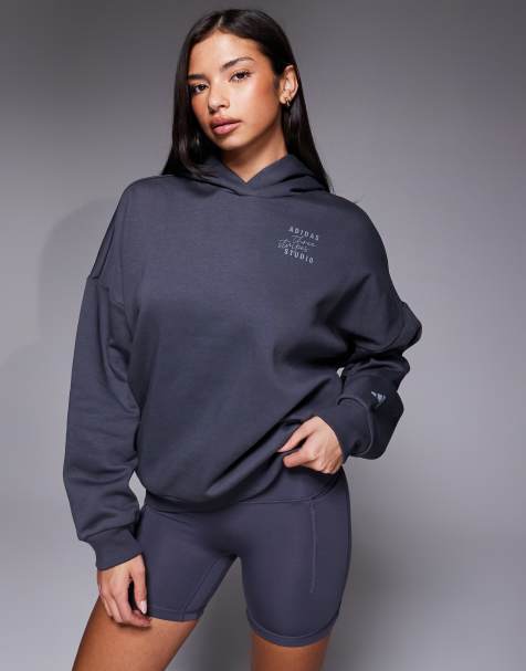 adidas Performance – Studios – Kapuzenpullover in Schieferblau mit den drei Streifen - view 1