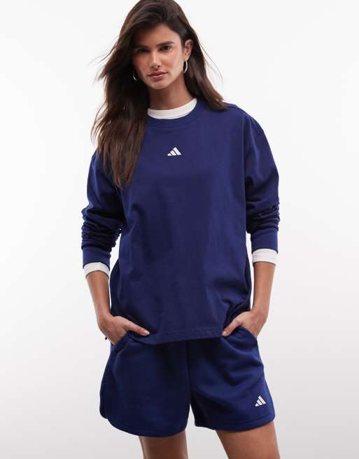 adidas Performance – Studios – Langärmliges Oberteil in Marineblau mit den drei Streifen, 4 von 4