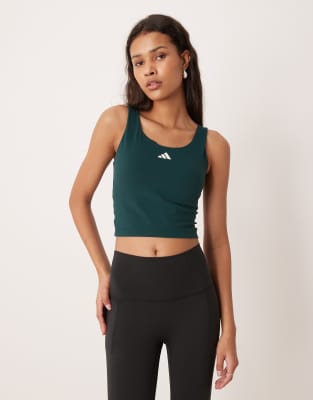 adidas Performance - Studios - Tanktop in Dunkelgrün mit den drei Streifen