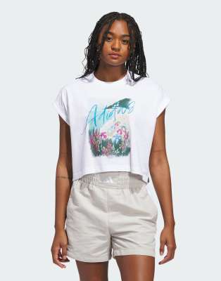 adidas Performance - Summer Romance - T-Shirt in Weiß mit Grafikprint