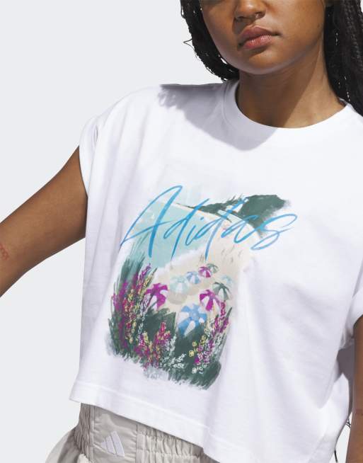 adidas Performance - Summer Romance - T-shirt met grafische print in wit, 4 van 4