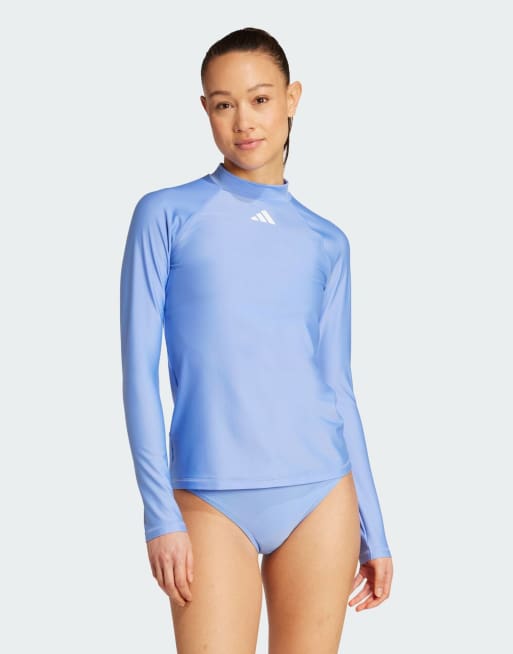 adidas Performance - Surfshirt met lange mouwen in blauwe fusie en wit