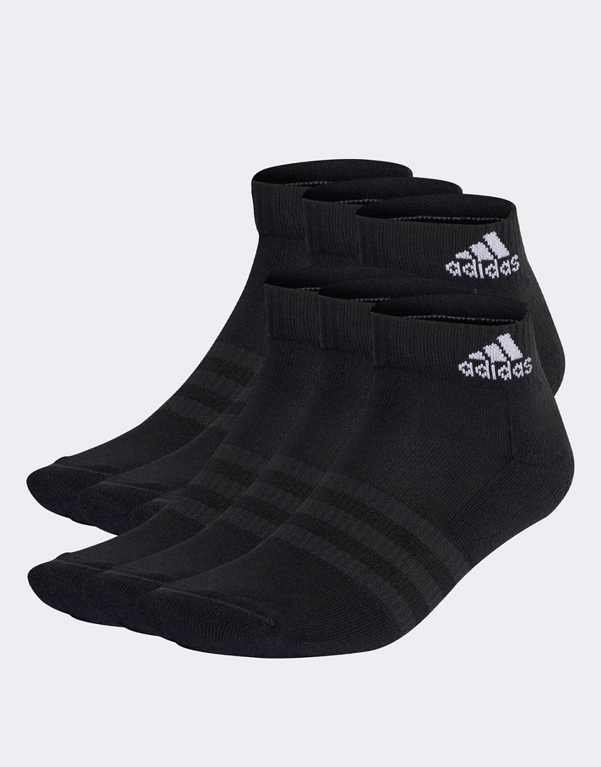 adidas Performance sushioned Sportswear 6 pack ankle socks in black