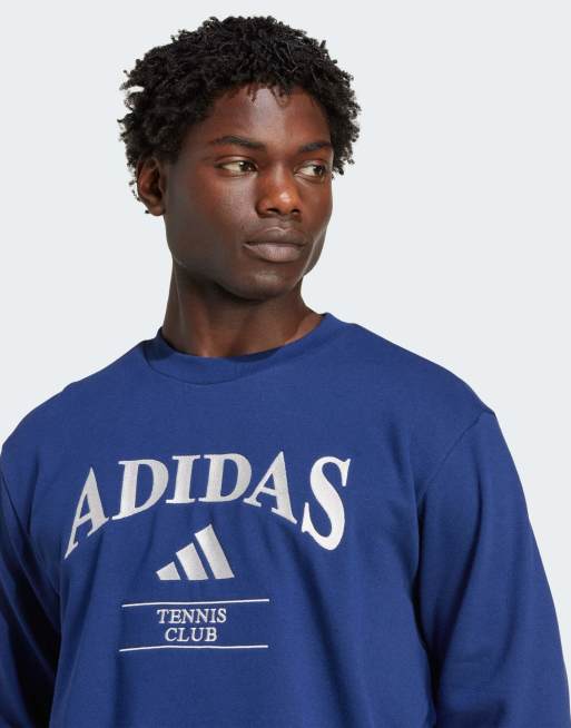 adidas Performance - Sweat ras de cou à logo imprimé style vintage - Bleu foncé, 3 de 4