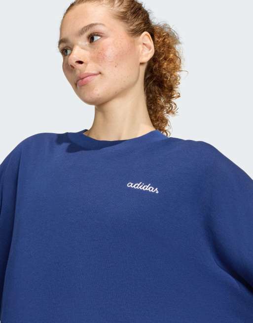 adidas performance sweatshirt with embroidered graphic in dark blue and white, 3 of 4