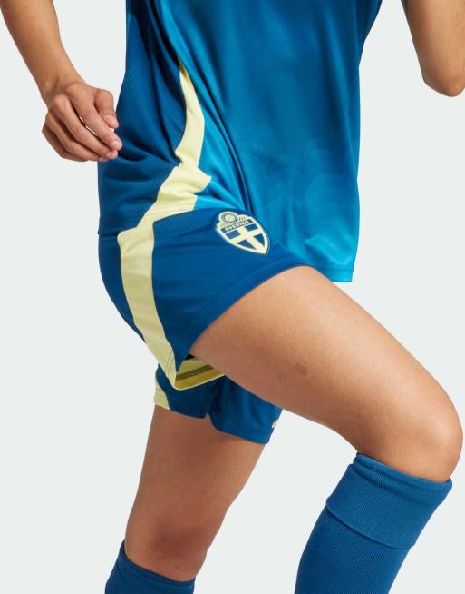 adidas performance Sweden 25 (women's team) away shorts in legend marine, 3 of 4