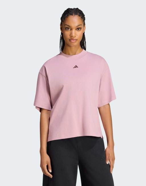 adidas performance T-shirt 3-Stripes Studio w kolorze magic mauve, 2 z 4