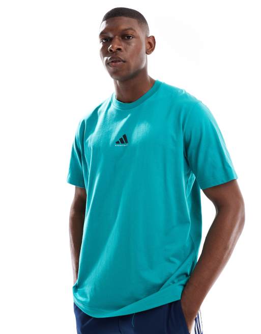 adidas Performance - T-shirt à imprimé basketball - Bleu sarcelle/noir
