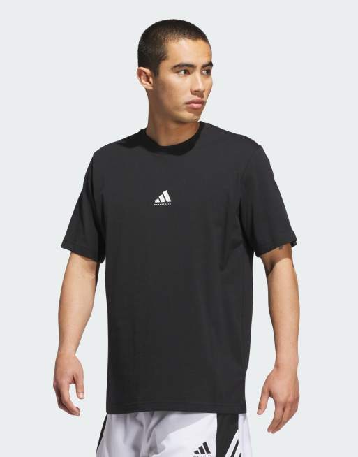 adidas Performance - T-shirt à imprimé basketball - Noir/blanc