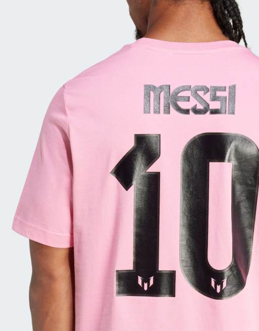 adidas Performance - T-shirt à imprimé Messi - Rose franc, 4 de 4
