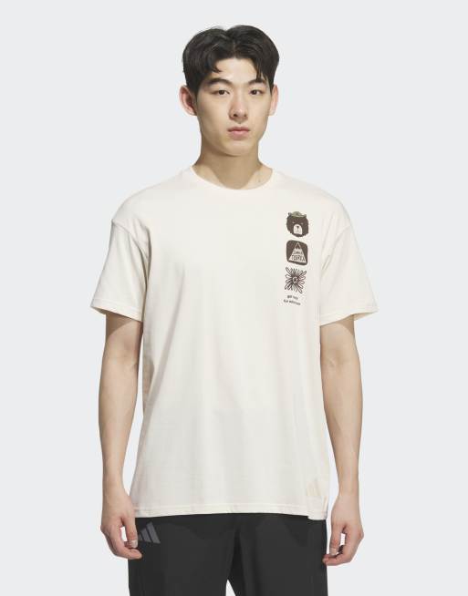 adidas performance - T-shirt bianca con grafica multicolore