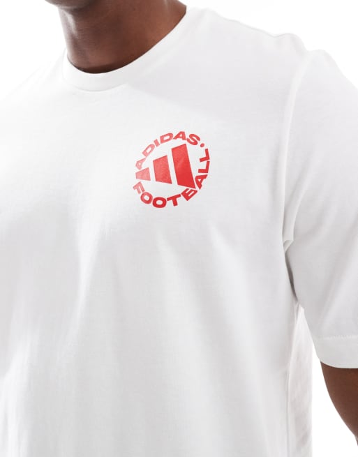 adidas performance - T-shirt bianca con stampa grafica con sticker , 3 di 4