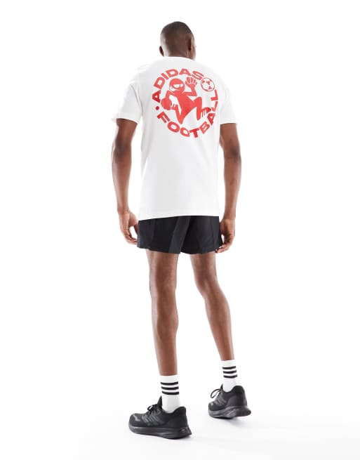 adidas performance - T-shirt bianca con stampa grafica con sticker , 4 di 4