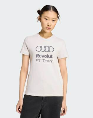 adidas performance - T-Shirt in Chalk Pearl mit „Audi Formula One Team Dna"-Grafik-Grau