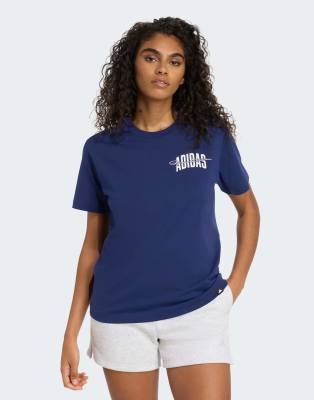 adidas Performance - T-Shirt in Dunkelblau mit College-Print