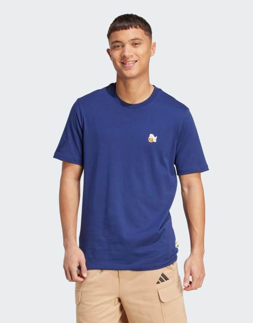 adidas Performance – T-Shirt in Dunkelblau mit Hundereifen-Grafikaufnäher