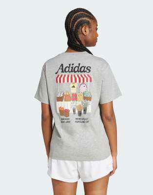 adidas Performance - T-Shirt in mittelgrau meliert mit Bauernmarkt-Grafik