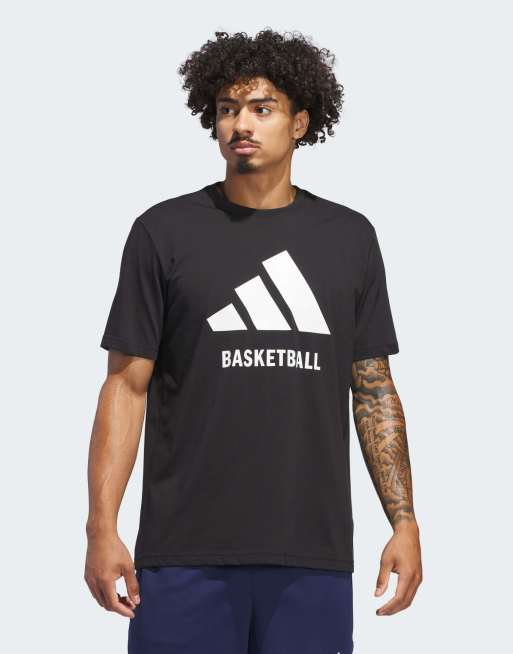 adidas Performance – T-Shirt in Schwarz mit „Adidas Basketball“-Print
