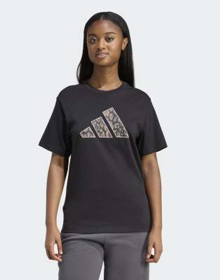 adidas Performance - T-Shirt in Schwarz mit Animal-Print