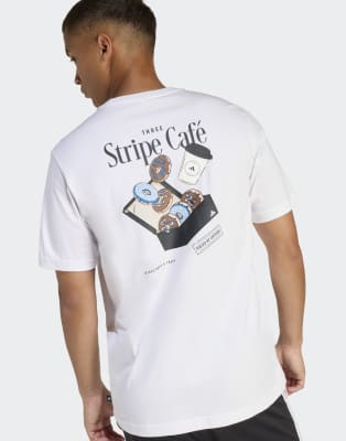 Performance - T-Shirt in Weiß mit Café- und Donutbox-Print Weiß M