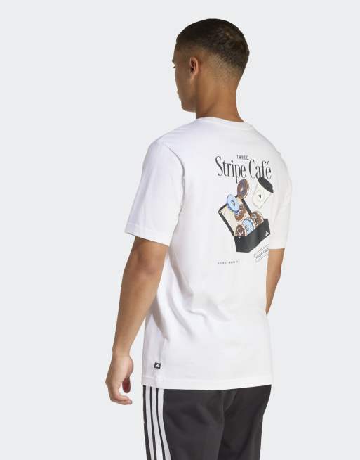 adidas Performance – T-Shirt in Weiß mit Café- und Donutbox-Print, 4 von 4