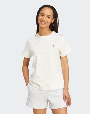adidas Performance - T-Shirt in Wollweiß mit Katzen-Aufnäher