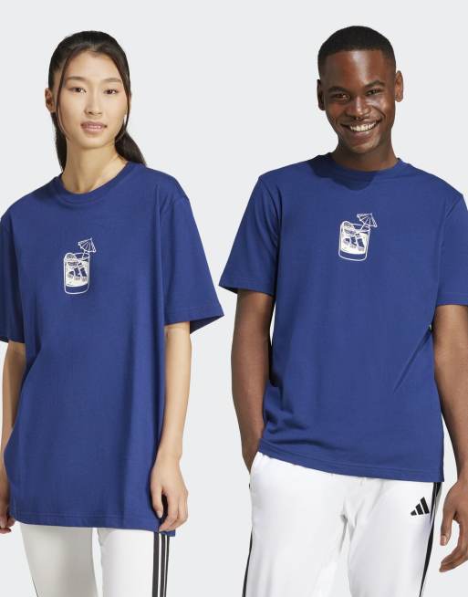 adidas performance - T-shirt met lounge drankjesprint in blauw