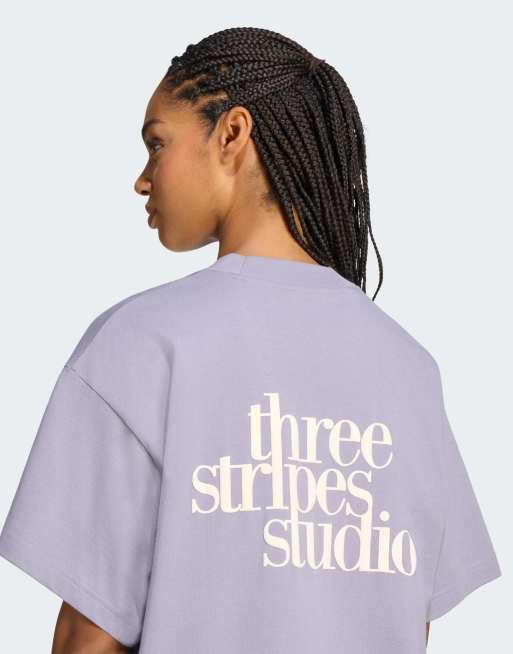adidas performance T-shirt Studio 3-Stripes color ardesia, 4 di 4