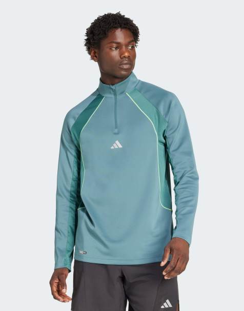 adidas performance Tech apparel 1/4 zip in preloved teal - view 1