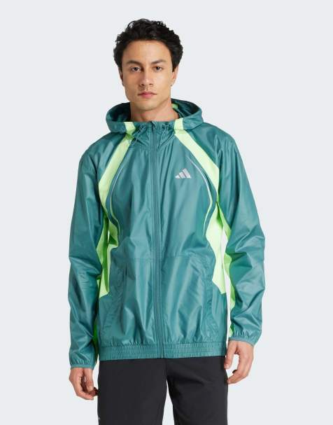 adidas performance Tech apparel windbreaker in preloved teal / lime burst - view 1
