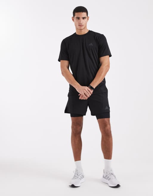 adidas performance Tech essentials workout 3 stripes t-shirt in black, 3 of 5