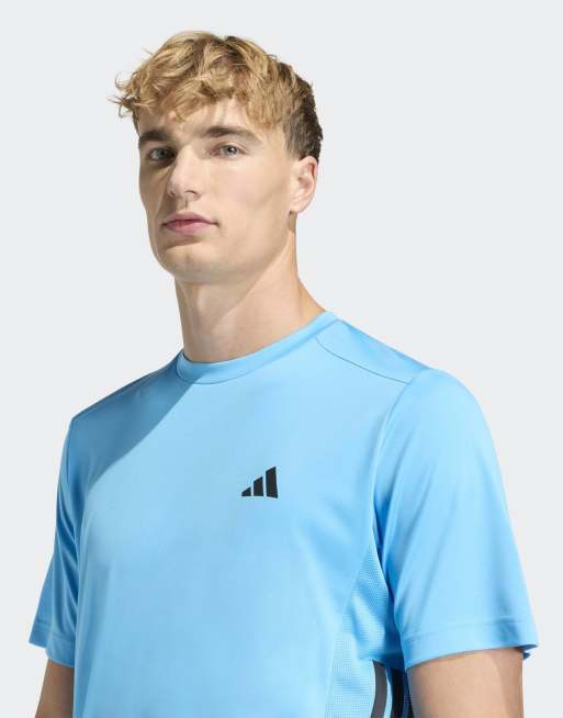 adidas performance - Tech Essentials workout - T-shirt color acquamarina lucido con 3 strisce