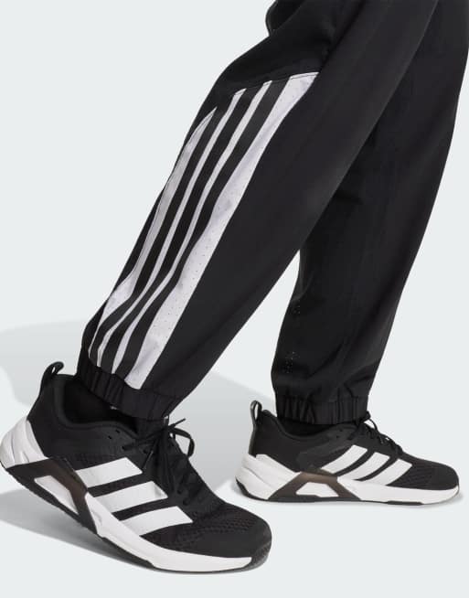 adidas performance Tech essentials workout trackpants in black / white, 3 of 4