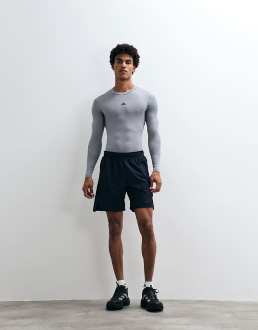 adidas performance Techfit compression training long sleeve tee in grey, 2 of 5
